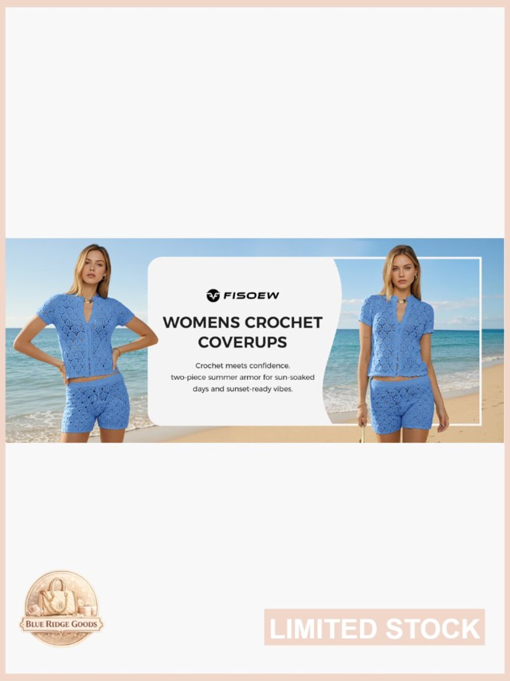 Crochet Cover Up Set Y2K Chic Beach Shorts Button Crop Top Summer Swimsuit - Picture 6 of 6